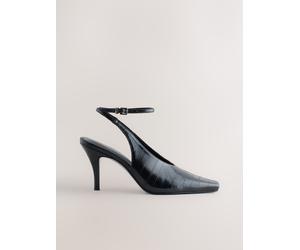 Next Black Eel Effect Forever Comfort Pointed Toe Slingback Heels Black Eel Effect EU 37 (UK 4)
