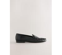 Next Black Extra Wide Fit Forever Comfort Ruched Loafers Black EU 38 (UK 5 XW)