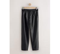 Next Black Faux Leather Barrel Leg Trousers