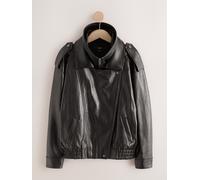 Next Black Faux Leather Funnel Neck Bomber Jacket