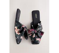 Next Black Floral Velvet Bow Slippers