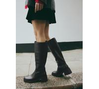 Next Black Forever Comfort Chunky Heeled Round Toe Knee High Boots