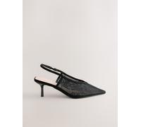 Next Black Forever Comfort Lace Pointed Toe Slingback Heels Black EU 38.5 (UK 5.5)