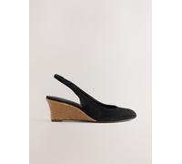 Next Black Forever Comfort Leather Closed Toe Slingback Wedges