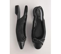 Next Black Forever Comfort Leather Round Toe Bow Slingback Flats Black EU 40 W (UK 6.5)