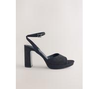 Next Black Forever Comfort Round Toe Platform Heeled Sandals Black EU 39 W (UK 6)