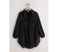 Next Black Gathered Waist Kaftan Cover-Up With Linen