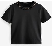 Next Black/Gold Chain Neck Detail 100% Cotton T-Shirt