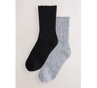 Next Black/Grey Containing Merino Wool Ankle Socks 2 Pack