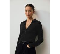 Next Black Henley Long Sleeve Button Down Top