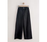 Next Black High Rise Flexi Fit Stretch Pull On Wide Leg Jeans