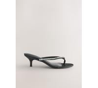 Next Black Jewelled Toe Thong Kitten Heels