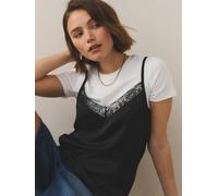 Next Black Lace Trim Cami Layer Short Sleeve T-Shirt