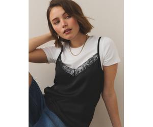 Next Black Lace Trim Cami Layer Short Sleeve T-Shirt