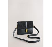 Next Black Leather Croc Effect Cross-Body Bag
