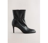 Next Black Leather Forever Comfort Ruched Ankle Boots