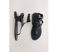 Next Black Leather Gladiator Toe Thong Sandals