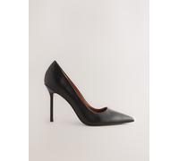 Next Black Leather Pointed Toe Court Shoes Black Leather EU 41 W (UK 7)