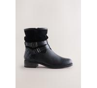 Next Black Leather Standard/Wide Fit Leather Slouch Ankle Boots