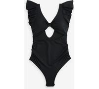 Next Black Maternity Cutout Frill Sleeve Swimsuit