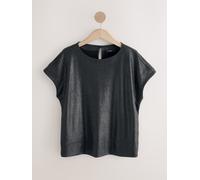Next Black Metallic Lame Short Sleeve Boxy T-Shirt