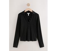 Next Black N. Premium Long Sleeve Collar Polo Top Black EU 44 (UK 16)