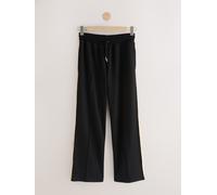 Next Black/Neutral Slinky Wide Leg Side Stripe Track Trousers