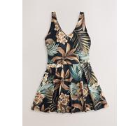 Next Black Palm Print Shaping Tummy Control Skirted Swim Dress