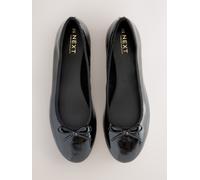 Next Black Patent Extra Wide Fit Round Toe Ballerina Shoes Black Patent EU 39 XW (UK 6)