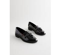 Next Black Patent Tassel Hardware Detail Loafers Black EU 37 W (UK 4)