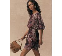 Next Black/Pink Floral Printed Kimono Sleeve Waisted Mini Dress Black/Pink Floral Printed EU 44 (UK 16)