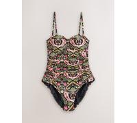 Next Black/Pink Paisley Shaping Tummy Control Bandeau Swimsuit