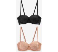 Next Black/Praline Nude A-E Lace Light Pad Strapless Multiway Bras 2 Pack