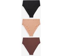 Next Black/Praline Nude/Chocolate Nude High Waist High Leg No VPL Comfort Knickers 3 Pack