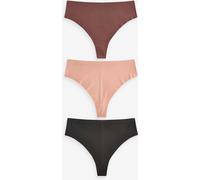 Next Black/Praline Nude/Chocolate Nude High Waisted Thong No VPL Comfort Knickers 3 Pack