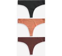 Next Black/Praline Nude/Chocolate Nude Thong No VPL Comfort Knickers 3 Pack