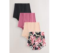 Next Black / Praline Nude / Pink Floral Short No VPL Medium Flow Period Knickers 4 Pack
