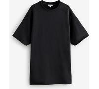 Next Black Raw Hem Detail Washed 100% Cotton Crew Neck Dress Black M (EU 40-42)