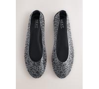 Next Black Round Toe Jewel Vinyl Ballerinas Black 8 EU 42