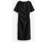Next Black Ruched Short Sleeve Midi Dress Black EU 34 (UK 6)