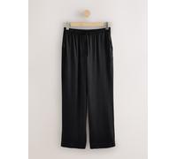 Next Black Satin Tie Waist Wide Leg Trousers