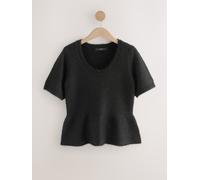 Next Black Scoop Neck Peplum Knitted Top With Wool