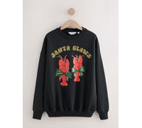 Next Black Seasonal Christmas Graphic Lobster 'Santa Claws' Long Sleeve Crew Sweatshirt