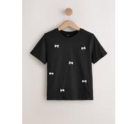 Next Black Short Sleeve Embellished Bow T-Shirt