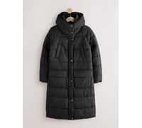 Next Black Shower Resistant Padded Hooded Longline Coat