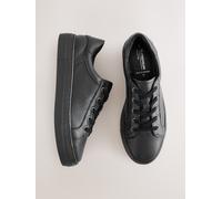 Next Black Signature Premium Leather Lace-Up Trainers