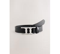 Next Black/Silver Tone Regular Statement Buckle Leather Belt
