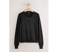 Next Black Soft Touch Cotton Rich Crew Neck Cardigan