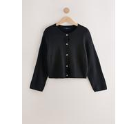 Next Black Soft Touch Crew Neck Knitted Cardigan With Wool