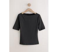 Next Black Soft Touch Slash Neck Half Sleeve T-Shirt